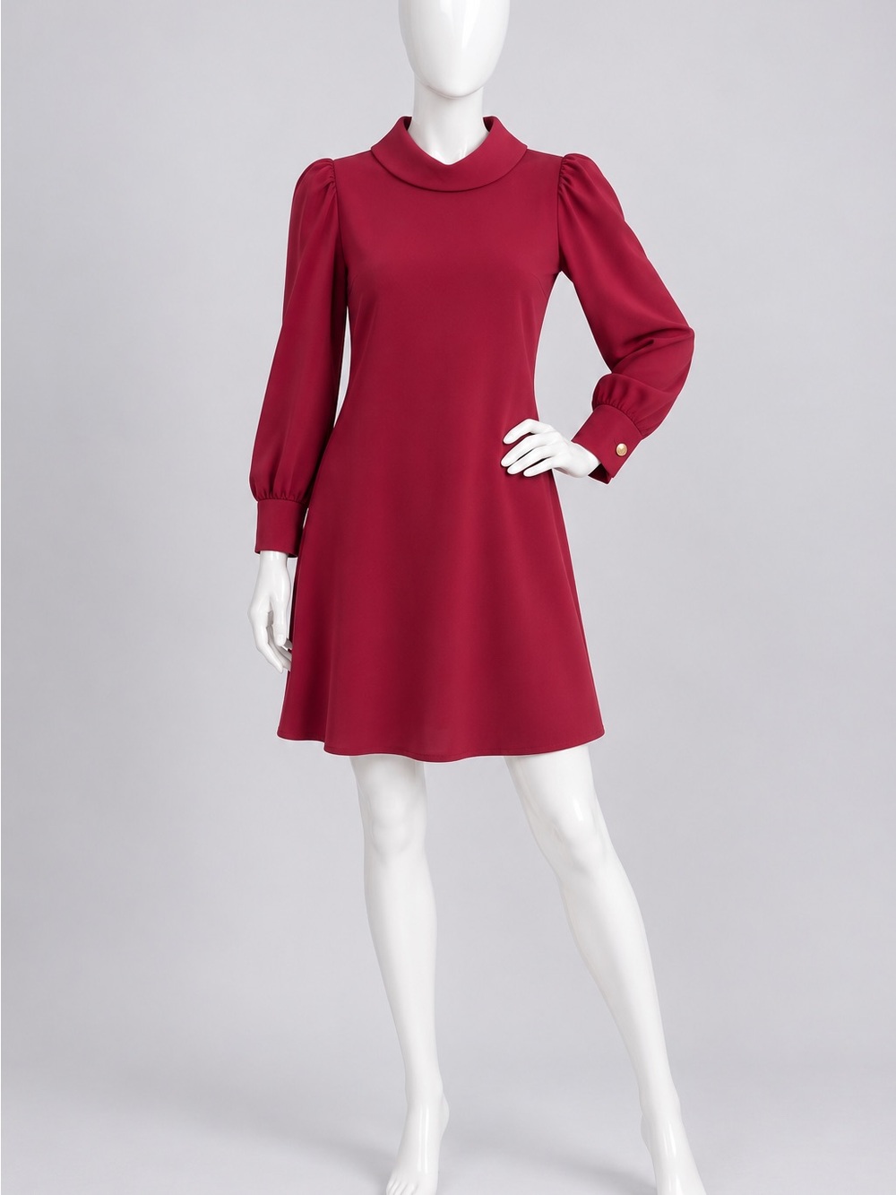 Alex Marie Burgundy Long-Sleeve A-Line Dress